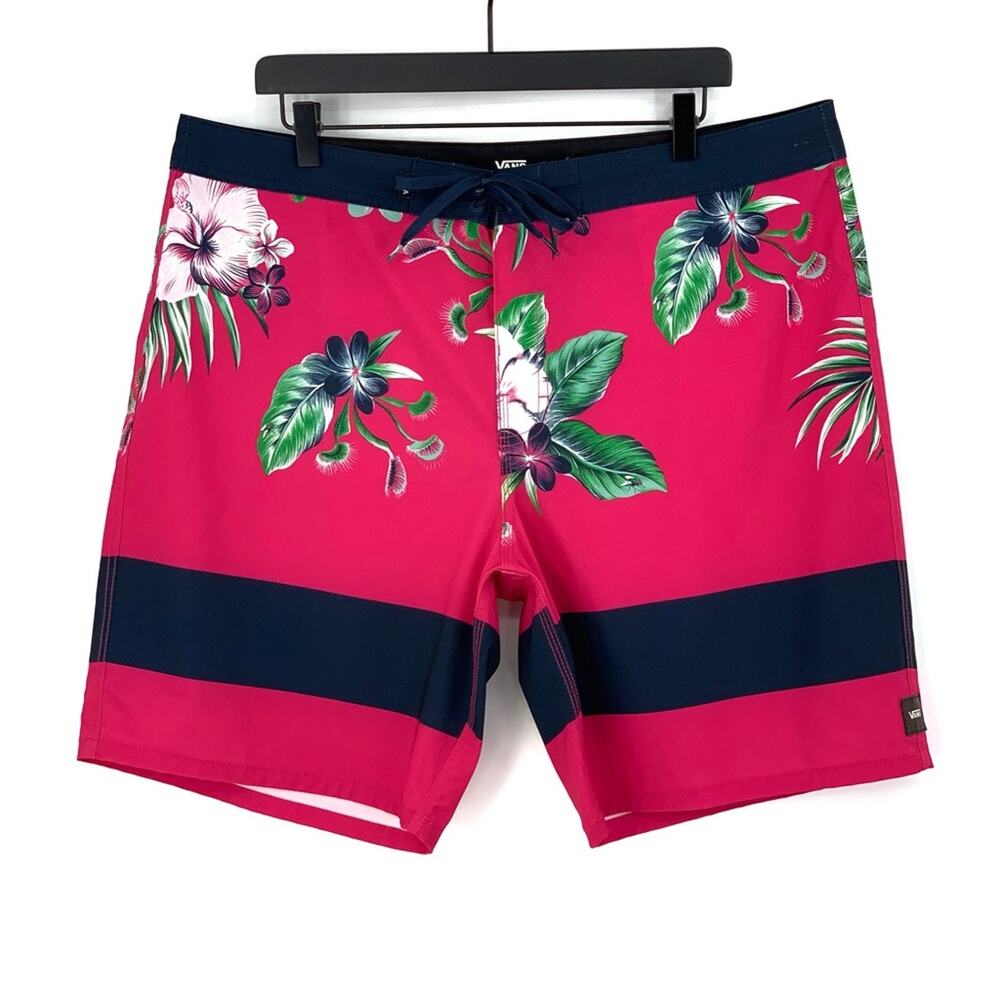 VANS Swim Trunks Venus Fly Trap Pink Navy 38